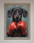 Sausage Dog Boxing Framed Print