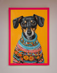 Sausage Dog in a Sweater Framed Print