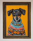 Sausage Dog in a Sweater Framed Print