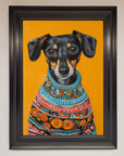 Sausage Dog in a Sweater Framed Print