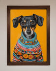 Sausage Dog in a Sweater Framed Print