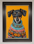 Sausage Dog in a Sweater Framed Print