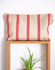 Premium linen and cotton toiletry bag with red stripes, stylish travel essential, spacious and durable, best-selling men's gift by Maison Elhoria at brixbailey.com