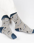 Save the Seagull Bamboo Socks in Soft Grey