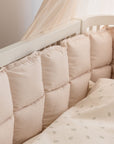 Premium Sebra Kapok Bumper, Birchbark Rose, Organic Cotton Cover, Natural Hypoallergenic Filling, Breathable Baby Bed Bumper by Ella James at brixbailey.com