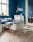 Sebra Classic White Junior and Grow Bed, premium Danish-designed childrens bed for secure transition, durable and stylish by Ella James at brixbailey.com