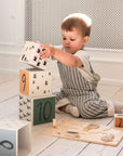 Premium stacking blocks set, 10-piece educational toy with animal illustrations, learning numbers 1 to 10, Danish-designed nursery decor by Ella James at brixbailey.com