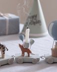 Premium Wooden Birthday Train with Animal Parade, Elephant and Candle Holders, Handcrafted Danish Design, Stylish Gift Box by Ella James at brixbailey.com