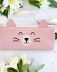 Happy Cat Pink Faux Leather Pencil Case