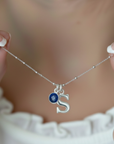 Initial & September Birthstone Necklace | Personalised Sapphire Gift