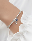 Initial & September Birthstone Bracelet | Personalised Stretch Bead Bracelet