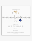 Initial & September Birthstone Bracelet | Personalised Stretch Bead Bracelet