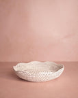Saratoga Round Rattan Scalloped Tray - White
