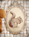 Set of 4 Engraved Forest Animals Pictures with Retro Frame