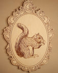 Set of 4 Engraved Forest Animals Pictures with Retro Frame