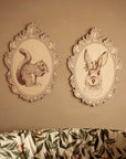 Set of 4 Engraved Forest Animals Pictures with Retro Frame