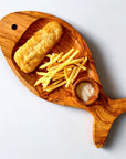 Olive Wood Fish Shaped Serving Board | Large Seafood & Tapas Platter 35-45cm