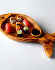 Olive Wood Fish Shaped Serving Board | Large Seafood & Tapas Platter 35-45cm