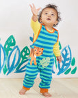 Premium Striped Green Baby Onesie with Adorable Tiger Applique - 100% Organic Cotton, Snap Buttons for Easy Diaper Changes, Eco-Friendly Dye, Machine Washable by Toby Tiger at brixbailey.com