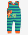 Luxury Striped Green Baby Bodysuit with Adorable Tiger Applique - Soft 100% GOTS Organic Cotton, Eco-Friendly Dye, Easy Snap Buttons by Toby Tiger at brixbailey.com