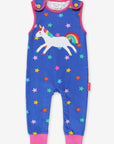 Magical Blue Onesie with Unicorn and Rainbow Appliques, Soft 100% Organic Cotton Baby Romper for Easy Diaper Changes by Toby Tiger at brixbailey.com