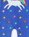 Magical Blue Onesie with Unicorn and Rainbow Appliques, Soft 100% GOTS Certified Organic Cotton, Easy Snap Buttons for Diaper Changes by Toby Tiger at brixbailey.com