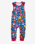 Premium organic cotton baby romper with floral mushroom print, softest GOTS-certified fabric, snap buttons, stylish red ankle bands by Toby Tiger at brixbailey.com