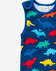 Organic Rainbow Dinosaur Bib Pants for Kids - Soft Eco-Friendly Cotton with Snap Buttons and Comfort Fit by Toby Tiger at brixbailey.com