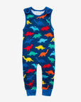 Organic Rainbow Dinosaur Bib Pants - Soft GOTS-Certified Cotton Baby Romper with Snap Buttons and Eco-Friendly Dyes by Toby Tiger at brixbailey.com