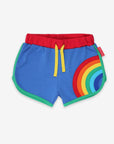 Retro Blue Rainbow Applique Organic Cotton Shorts for Kids by Toby Tiger by Toby Tiger at brixbailey.com