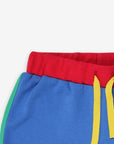 Retro Blue Rainbow Applique Organic Cotton Shorts for Kids by Toby Tiger by Toby Tiger at brixbailey.com