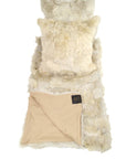 Luxury shearling cushion 45cm x 45cm, hand-loomed merino wool reverse, duck feather down filling, clotted cream sandstone by Wildash London at brixbailey.com