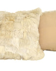 Luxury shearling cushion 45cm x 45cm, hand-loomed merino wool reverse, duck feather down filling, clotted cream sandstone by Wildash London at brixbailey.com