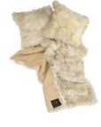 Luxury shearling cushion 45cm x 45cm, hand-loomed merino wool reverse, duck feather down filling, clotted cream and sandstone by Wildash London at brixbailey.com