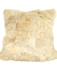 Luxury shearling cushion 45cm x 45cm, hand-loomed merino wool reverse, duck feather down filling, clotted cream and sandstone by Wildash London at brixbailey.com