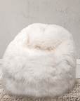 Luxury British white sheepskin beanbag chair, premium handcrafted large fleece, stylish sustainable design by Wildash London at brixbailey.com