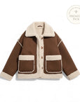 Sherpa Lined Winter Jacket in Brown and Olive
