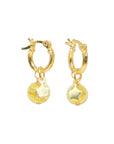 Luxury gold vermeil huggie earrings with star charm and Murano glass bead, Shine On collection, lightweight everyday hoops by Lezzeri at brixbailey.com