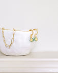 Luxury Shine On Huggie Earrings with Star Charm, Murano Glass Bead, Green Gold Vermeil, Stackable Dainty Hoops by Lezzeri at brixbailey.com