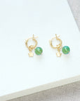 Shine On Huggie Earrings with star charm and Murano glass bead, green gold vermeil, luxury stacking earrings by Lezzeri at brixbailey.com
