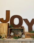 JOY Rusty Metal Letters Christmas Mantle Fireplace Decoration