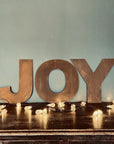 JOY Rusty Metal Letters Christmas Mantle Fireplace Decoration