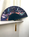 Wonderous Silk Fan with luxurious Gold tassel, part of the Mysa Collection