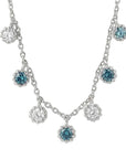 Silver Aqua Necklace with Barnacles and Rainbow Topaz