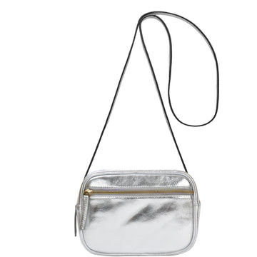 Leather Crossbody Convertible Bag Silver Metallic Brix and Bailey Ethical Bag Brand