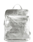 Silver Metallic Leather Backpack – Convertible & Stylish by Sostter at brixbailey.com