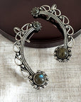 Boho Crescent Ear Cuff with Labradorite/Moonstone - Gold & Silver Ear Wrap