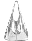 Silver Metallic Leather Hobo Shoulder Bag - Brix + Bailey