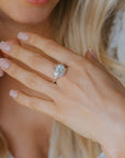 Silver Sea Green Quartz Gemstone Ring - Margo