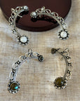 Boho Crescent Ear Cuff with Labradorite/Moonstone - Gold & Silver Ear Wrap